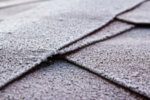 Damaged asphalt shingles on an Ohio roof